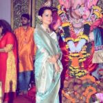 Kangana Ranaut Instagram - He brings a rainbow for every storm, a smile for every tear, a promise for every care, and an answer to every prayer. #GanpatiBappaMorya Here, Kangana Ranaut was spotted at Andheri Cha Raja in Mumbai.