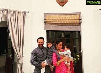 Kareena Kapoor Instagram - The only one who can distract me from posing…❤️Happy Diwali insta fam…love you all..❤️#the men of my life