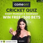 Karishma Kotak Instagram – #Repost @comeon.cricket with @make_repost
・・・
The @comeon.cricket quiz.

Every 𝙈𝙤𝙣𝙙𝙖𝙮 and 𝙏𝙝𝙪𝙧𝙨𝙙𝙖𝙮 at 6pm IST on Twitter and Instagram.

Win daily ₹500 free bets for answering correctly and taking part.

T&Cs in bio