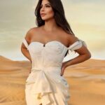 Karishma Kotak Instagram – Desert Rose 🤍
Shot by @anoop.devaraj @dhirajsmahajan 
Makeup @vimijoshi 
Hair @najigk 
Wearing @eliyathelabel Emirate of Dubai