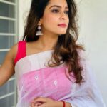 Keerthi shanthanu Instagram - For the love of 🤍💗 Saree&blouse @kiaraa_couture 🤍💗 Hair @profile_makeover