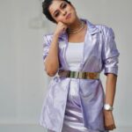 Keerthi shanthanu Instagram – Lilac love💜
Today’s look for #Juniorsuperstars !every Saturday & Sunday 6.30pm on @zeetamizh 
Outfit @suresh.menon 💜🔥
Styled by @rajianand 💜
Photography @teamcreators