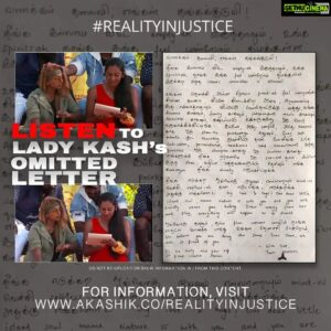 Lady Kash Instagram - Listen to the letter sent to Lady Kash (@ladykashonline) which was omitted in the telecast of the auction episode of #SurvivorIndia. https://youtu.be/-s0r95FNqYs

For more information, visit https://www.akashik.co/realityinjustice.

#AKASHIK #LadyKash #RealityInjustice #SurvivorTamil