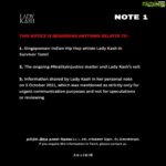 Lady Kash Instagram - ⚠️ IMPORTANT: This is a final notice of caution and information shared with best interest of public, at heart. We urge you to read contents of all notes and share this if you'd like to promote wellness and kindness in our society. As per our Founder's belief, "When you know better, do better." தமிழில் இந்த தகவல் தேவைபட்டால், எங்களை தொடர்பு கொள்ளவும். #AKASHIK #LadyKash #Notice #Caution #Warning #Media #SurvivorIndia #SurvivorTamil #RealityInjustice #Awareness #Information #Cyberbullying #IntellectualProperty #Copyright #CopyrightInfringment #PrivacyInfringement #Defamation #Harassment #Misinformation #Health #MentalHealth #Wellness #Kindness #Positivity