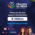 Lara Dutta Instagram – HEARTFELT GRATITUDE to  the Khosla family for their ONE MILLION DOLLAR contribution and to @deutschebank for their USD 500K contribution to the #IBreatheForIndia fundraiser for @give_india .  Your generosity will go a long way in helping India fight the ongoing Covid crisis. God Bless. 🙏🙏. #ibreatheforindia @shayamal @give_india