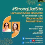 Lara Dutta Instagram – It is my immense pleasure to converse with Bhanu Didi @bhanu_narasimhan , this evening on her beautiful book on SITA! Do join us at 6pm today! 💕🙏. @artofliving