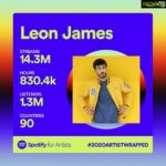 Leon James Instagram – Thank you everyone for listening. Super grateful 🙂🙌🏼 Lots of new music coming in 2021 🎉#spotifywrapped
