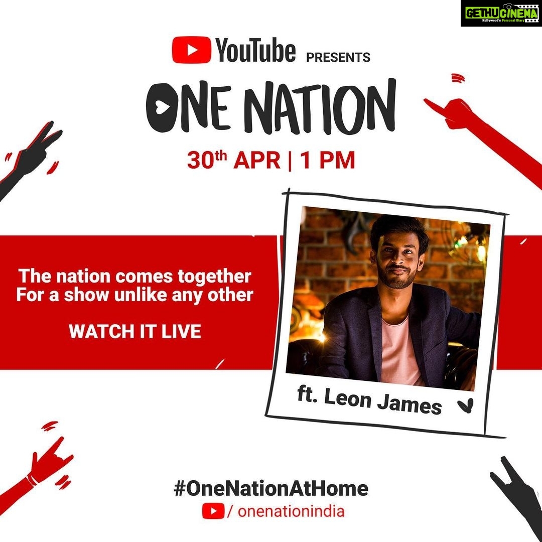 Leon James Instagram - Hey guys!! I will be performing your favourite tracks at the #OneNationAtHome concert featuring the country’s top Youtubers and Artists on 30th April @ 1 pm! The Nation comes together for a show unlike any other to help everyone affected by the current pandemic situation @youtube