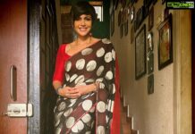Mandira Bedi Instagram - Took my crew for a visit to the #Mandir and #Gurudwara and on this day, #NavVarsh , I wore a beautiful saree by my dear friend @palakshah of @ekayabanaras