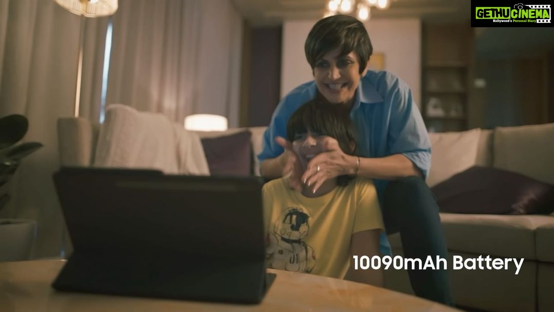 Mandira Bedi Instagram - #Collab Gotta hand it out to @SamsungIndia for being my knight in shining armour. Just got the Galaxy S7 FE and the kids love it! Vir now only uses the tab for his online classes, taking notes and typing out the homework. We had a ball learning with this nifty new device. #HappyMom #GalaxyTabS7FE #GalaxyTabS7 #PlayToLearn #Samsung