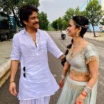 Meenakshi Dixit Instagram - Congratulations for the terrific response of #bangarraju 👏 King #nagarjunaakkineni Sir ❤️ #nagarjuna #kingnagarjuna #telugucinema #superhit #meenakshidixit #teamwork @nagarjuna.akkinenifb Ramoji Filmcity Hyderabad