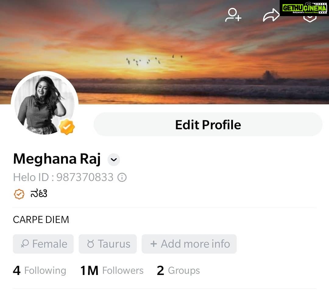 Meghana Raj Instagram - The 1 million mark on @helo_indiaofficial ❤