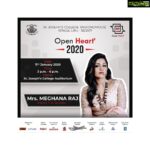 Meghana Raj Instagram - Its just the beginning of #2020 and it gets more exciting by the day... every individual has a story and a journey of their own to be told.... its just that i am yet to share mine... and now, i am willing to share it with an ‘open heart’ ! Thank u ST. JOSEPH’S for having me as ur speaker for the @openheart_2020 Event. Hoping to see you all at ST. Joseph’s college (autonomous )auditorium on the 11th JANUARY 2020. Im immensely excited to share my story with u all.... i hope u guys are too! See u all on 11th of January 2020! ❤️
