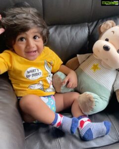 Meghana Raj Instagram - 11 months already?! Growing up too soon Raayan! My dearest fans have always made sure they have celebrated every month along with us! So here is Raayan thanking you all with his goos and gaas! ❤️