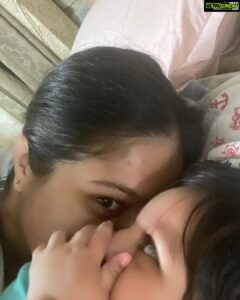 Meghana Raj Instagram - Everyday seems like sunday and every night seems like Saturday night! Little joys of motherhood! We keep sharing some secrets as well! #JrC #chiranjeevisarja forgot to mention... wasn’t insta ready wen i clicked this pic! Pls ignore the unruly hair and sleepless look! 😝