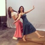 Mehreen Pizada Instagram - When T & M meet, always some fun 😍😘 Last day of shoot 😭#F2 @tamannaahspeaks