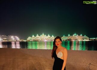 Mehrene Kaur Pirzada Instagram - All dressed up for the whole year to go 😍 #2022 🤍 Palm Jumeirah Beach