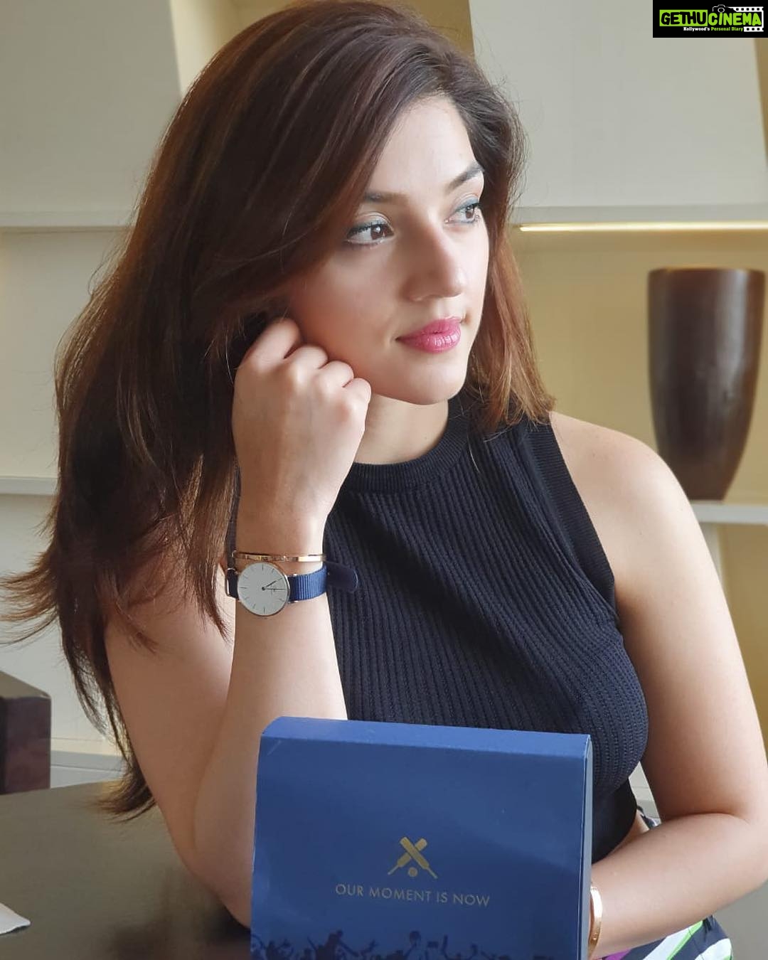Mehrene Kaur Pirzada Instagram - In love with the blue cricket Bayswater watch from @danielwellington .Buy this watch along with another product to receive a 10% off. Also, use my code DWMEHREEN to receive an additional 15% off on the website or DW stories. Cheer for India π #ourmomentisnow #dwxcricket #danielwellington