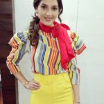 Mehrene Kaur Pirzada Instagram - #F2 Promotions 😍 Wearing @madison_onpeddar Styling @therunwaytrend Make up @ramkrishnakasara Hair @ksivakumarsiva