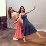 Mehrene Kaur Pirzada Instagram – When T & M meet, always some fun 😍😘 Last day of shoot 😭#F2 @tamannaahspeaks