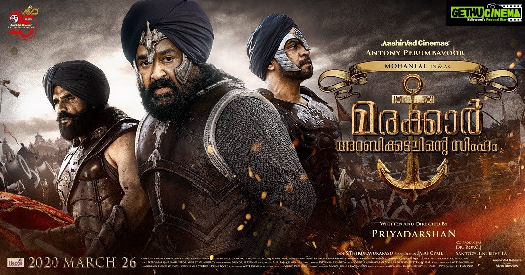 Mohanlal Instagram - #MarakkarArabikadalinteSimham #officialPoster @kalyanipriyadarshan @keerthysureshofficial @pranavmohanlal . . . . . . #MarakkarPoster #marakkar #March26