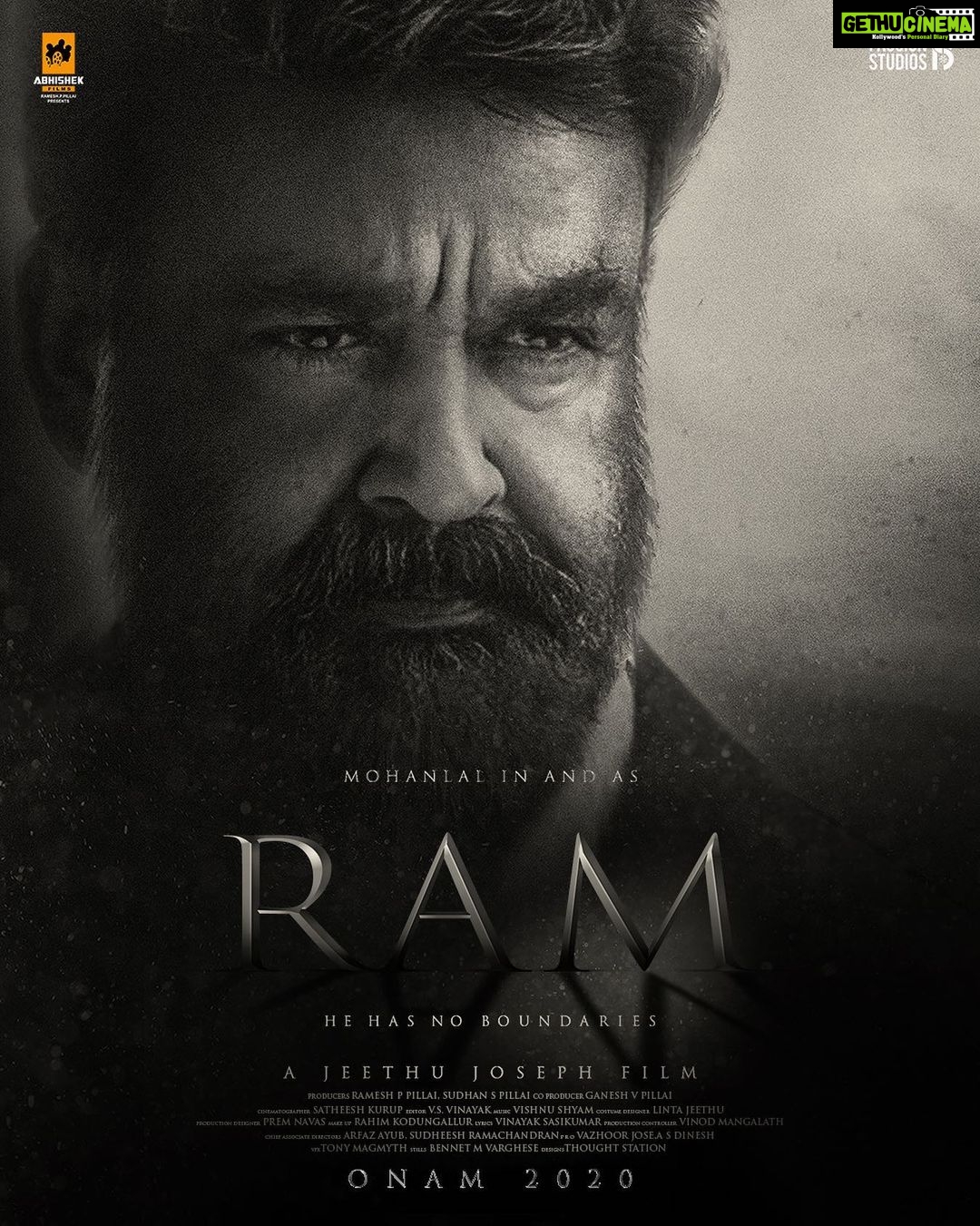 Mohanlal Instagram - Unveiling the Title of my Upcoming movie RAM !! Directed by Jeethu Joseph !! Produced by Ramesh P Pillai and Sudhan S Pillai under the banner of Abhishek Films . . . #Ram #Onam2020