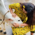 Monal Gajjar Instagram - I adore you🥰❤️ #love #animals #lover #energy #savecow #positivevibes #happylife #happyme #happiness #monalgajjar #imqueen👸🏻👑 #jaishrikrishna Srisailam