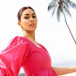 Mrunal Thakur Instagram - Pink like floyd 🦩 #jerseypromotions Styled by: @rahulvijay1988 Make-up: @missblender Hair: @mallikajolly assisted by:@minikami1 Assisted by (styling) @bleatsbyk & @dat.bish.bad.bish Dress @malie.official Jewellery @misho_designs Shoes @louboutinworld 📸 @leroifoto