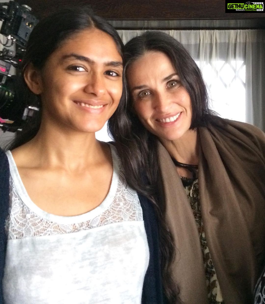 Mrunal Thakur Instagram - I still don’t believe I got a chance to spend some time with you on the sets of Love Sonia . My first with the Best ! Happy Birthday to the most humble, gorgeous and talented @demimoore #demimore ❤️