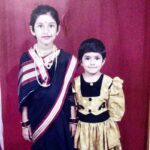 Mrunal Thakur Instagram - DOLLY & GOLLY ❤ Meri jhansi nahi dungi 🗽⚔⚔⚔ Mom made gajar ka halwa, I lost my shoe because It was so crowded, was there to support the winner of fancy dress competition ...@missblender this is all I remember ! The only girlie 👗 I had !🤣 I am sure it's either my cousins or my elder sisters 😂😂 Raise your hand if u had to wear your siblings clothes 🤣🤪 #childhood #sisters #throwback #support #love LOVE YOU FOREVER