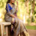 Nakshathra Nagesh Instagram - Mua @sharanyas_makeupartistry Hairstyle @mani_stylist_ Saree @prahlasilks Blouse&Belt @plush_boutique_jb Jewels @vivahbridalcollections Captured by @camerasenthil Flowers @reesribridalflowers Location @sppgardens