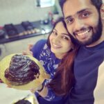 Nakshathra Nagesh Instagram – Baking our own cakes and making our own memories. #onemonth #mrandmrs