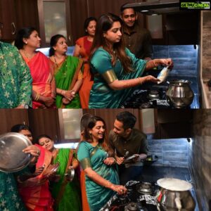 Nakshathra Nagesh Instagram - #happiest 🧿❤️ Raghav impressed me beting words with this one. The best way to walk into this beautiful journey. #myfamily 
All moments captured will be treasured for a lifetime! Thanks da @haran_official_ 
Saree @anika._.boutique
