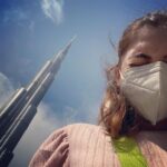 Nazriya Nazim Instagram - The sun.. ⛅️ The mask 😷 And the beautiful Burj Khalifa !!