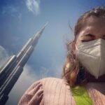 Nazriya Nazim Instagram - The sun.. ⛅️ The mask 😷 And the beautiful Burj Khalifa !!