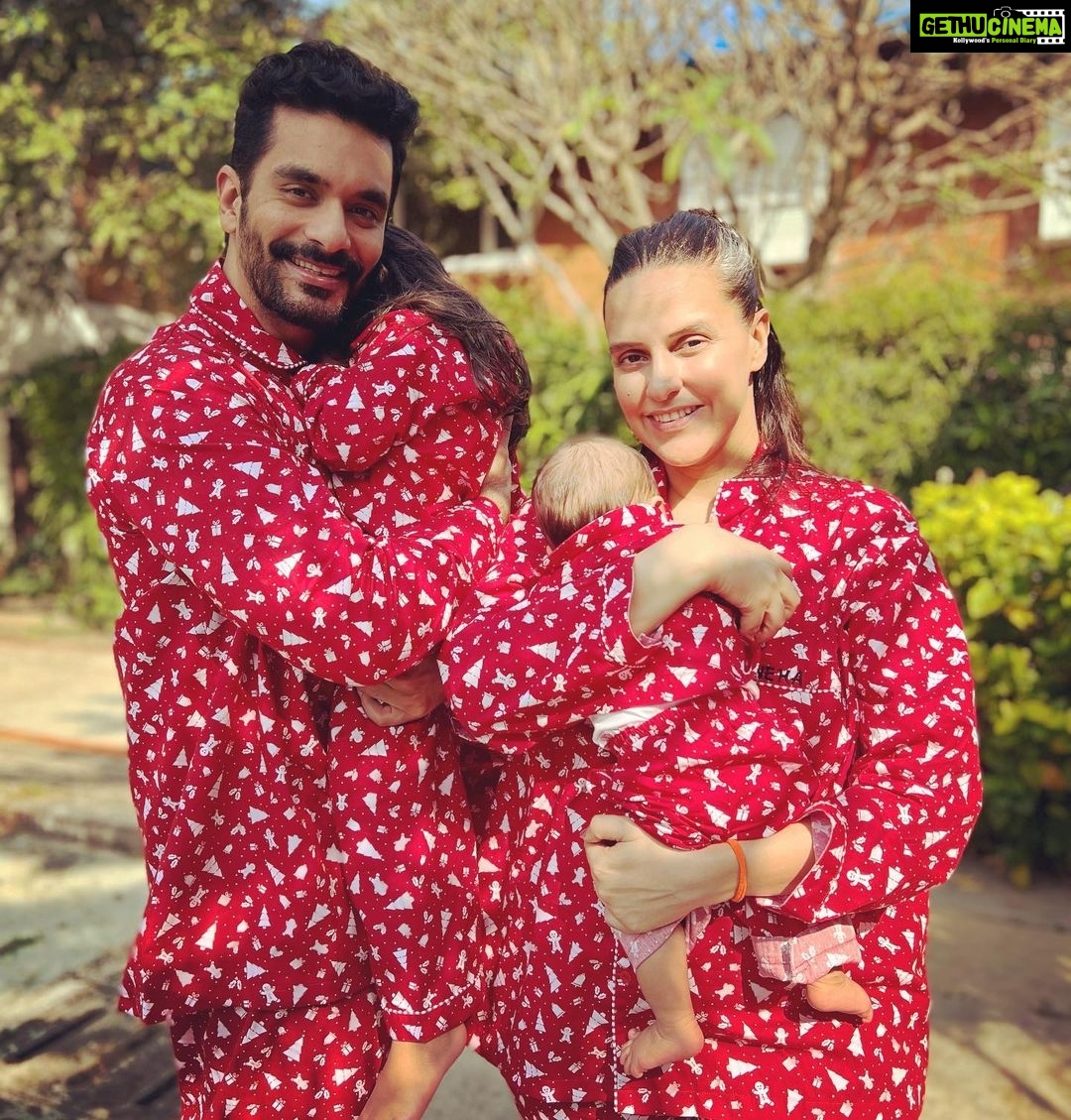 Neha Dhupia Instagram - Welcome to our crazy , chaotic , cheerful Christmas πβ¦ this is all that a girl could wish for and more β¦ thank you Santa , those years of leaving cookies and milk out really worked π
β€οΈπ§Ώ #merrychristmas from ours to yours β¦ β€οΈπ Mi Casa