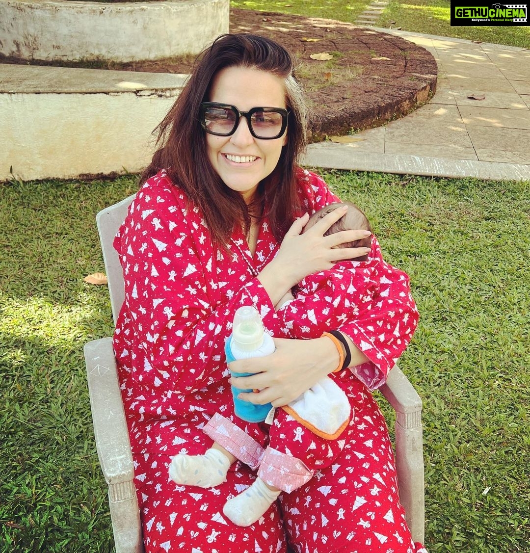 Neha Dhupia Instagram - Welcome to our crazy , chaotic , cheerful Christmas πβ¦ this is all that a girl could wish for and more β¦ thank you Santa , those years of leaving cookies and milk out really worked π
β€οΈπ§Ώ #merrychristmas from ours to yours β¦ β€οΈπ Mi Casa