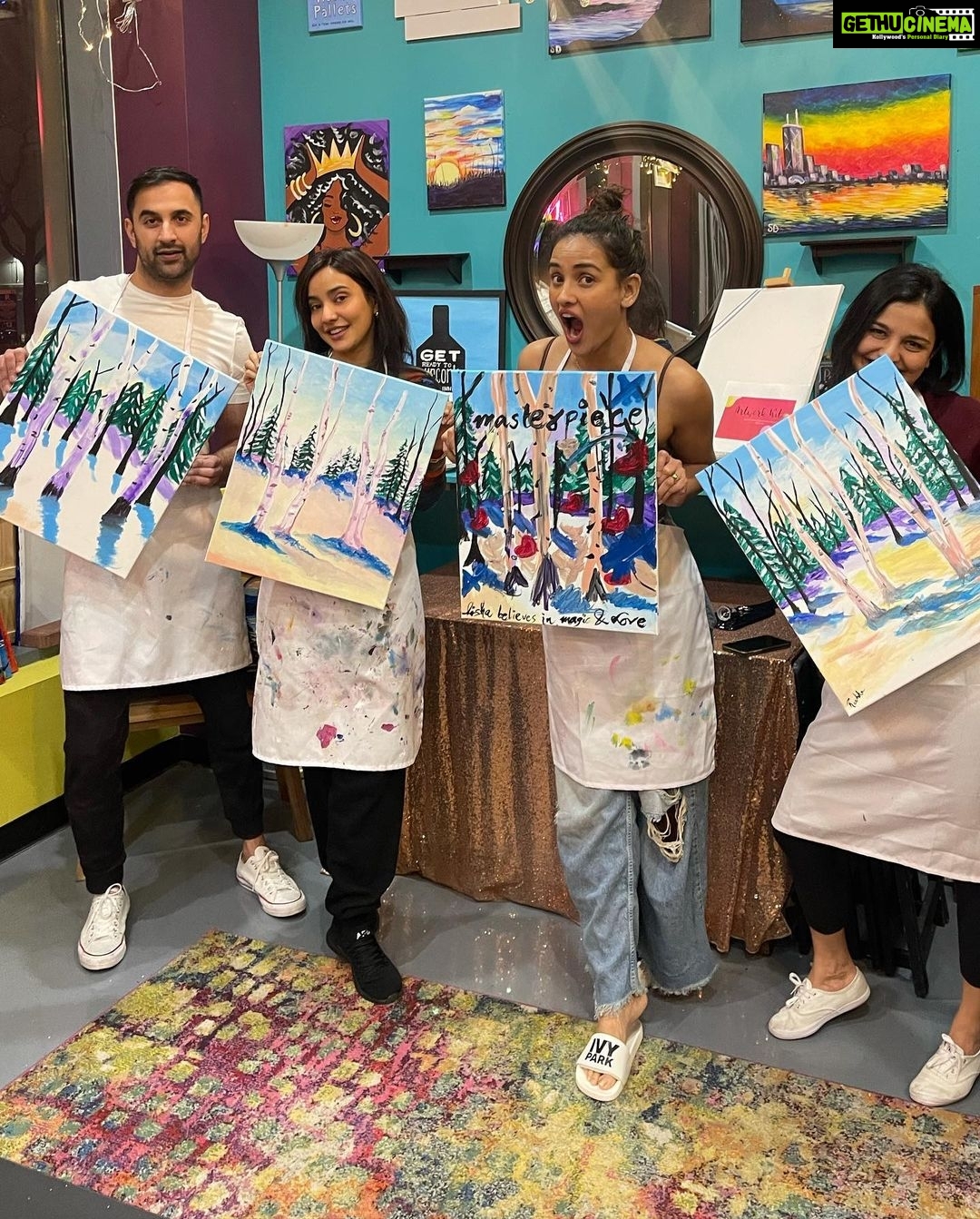 Neha Sharma Instagram - Painting can be such a fun exercise..thanx for planning this @gchaw7 🎨💕💫🌈
