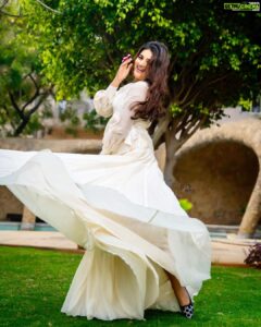 Nidhhi Agerwal Instagram - A flamingo in a flock of pigeons 🦩🦩🦩🦩🦩🦩🦩🦩🦩

#hero 

Styled by @officialanahita 
Outfit: @maddermuch 
Shoes: @dior 
Pic: @v_capturesphotography 
Makeup: @madhu_derangula