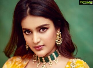 Nidhhi Agerwal Instagram - Hoping everybody had a good #sankranti 💛 feeling so grateful for the positive and hit response for our film #hero 🧿 Styled by @officialanahita Outfit: @paulmiandharsh Jewellery: @mangatraineeraj Pics: @akshay.rao.visuals