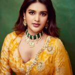 Nidhhi Agerwal Instagram – Hoping everybody had a good #sankranti 💛 feeling so grateful for the positive and hit response for our film #hero 🧿 

Styled by @officialanahita 
Outfit: @paulmiandharsh 
Jewellery: @mangatraineeraj 
Pics: @akshay.rao.visuals