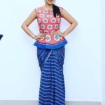 Nikki Galrani Instagram - #Repost @aran.amritharam with @repostapp ・・・ Dressed up my gorgeous darling @nikkigalrani in this beautiful draped ensemble from @maalgaadi for the launch of Honda WOW!!wowww#drapes#fusion#peeplum#sougatpaul #simple yet stunning 🤗❤️#styling diaries🎬✌️️