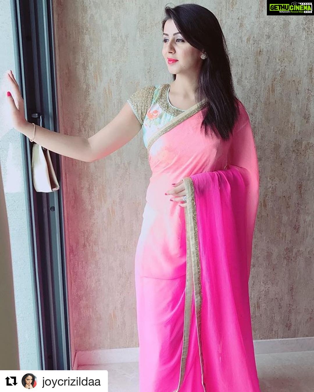 Nikki Galrani Instagram - #Repost @joycrizildaa with @repostapp ・・・ My lovely @nikkigalrani looks stunning in #joycrizildaa saree for #Diwali 🎉💫✨ #sareelove 💖