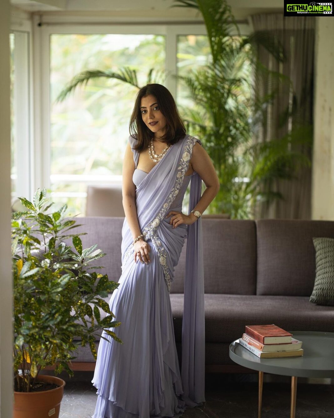 Nisha Agarwal Instagram - Wedding vibes ❤️ love love love this saree/saree gown from @shlokakhialaniofficial right from the ruffles, the ease of the predrape and the stunning color. The color happens to be the @pantone color of the year 2022 #periwinkle Swipe to see a detailed shot of the stunning jewelry all from @umraojewels Styled by @shikhadhandhia MUAH @khush.mua 📸 @piyush_tanpure #grwm #indianfestivewear #sareestyle #predrapedsaree #indiandesigners #weddingwearsarees