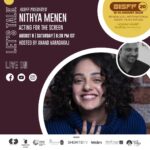 Nithya Menen Instagram – If you are an aspiring actor , or just interested in the performance arts , or simply curious about our process, come have a listen !
Join me live on Aug 8 at this year’s BISFF event where I’m talking on the subject ‘Acting for the Screen’ . 
@bisffblr

Streaming live on all the channels below – 
 https://www.facebook.com/Bisff.in/
 https://twitter.com/bisffblr
 https://www.instagram.com/bisffblr