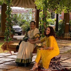 Nithya Menen Instagram - And then this happened :D  Watch out for this super special @continentalcoffeeindia ad with the legendary P. Susheela amma :) 
P.S : She was a hoot ! 💗