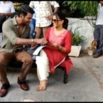 Pooja Devariya Instagram - Behind The Scenes | Ayogya . When my biggest fan holds my biggest fan while I write a fan note for my fan. Good times on set with your favourite, #Vishal ☺️ . The book I am autographing for V man is a small something I wrote a while back called #LightsCameraHuman | You can find a free online copy of it on my website (link in bio) ♥️😘 . #ayogya #book #mentalhealth #journey #movie #actor #actress #behindthescenes #bts #love #setlife #theatre #film #kollywood #kollywoodactress Pondicherry