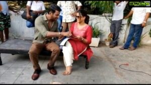 Pooja Devariya Instagram - Behind The Scenes | Ayogya
.
When my biggest fan holds my biggest fan while I write a fan note for my fan. Good times on set with your favourite, #Vishal ☺️
.
The book I am autographing for V man is a small something I wrote a while back called #LightsCameraHuman | You can find a free online copy of it on my website (link in bio) ♥️😘
.
#ayogya #book #mentalhealth #journey #movie #actor #actress #behindthescenes #bts #love #setlife #theatre #film #kollywood #kollywoodactress