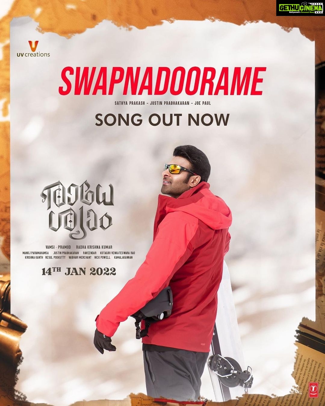 Pooja Hegde Instagram - Fly away to a place where only love exists. Here’s presenting the next song #UddJaaParindey, #Sanchari, #Raegaigal & #SwapnaDoorame from the #MusicalOfAges, #RadheShyam! Starring @actorprabhas & @hegdepooja Directed by @director_radhaa Presented by #KrishnamRaju garu Produced by #BhushanKumar @tseries.official @tseriesfilms #Vamsi @uppalapatipramod & @praseedhauppalapati #AAFilms @gopikrishnamvs @manojinfilm @mithoon11 @jubin_nautiyal @dsathyaprakash @anirudhofficial @kk_writer1 @madhankarky @joepsta #RRaveendar @hussain.dalal @ericpillai @abbasdalal #KotagiriVenkateswarRao @resulpookutty @prabhakaranjustin @vaibhavi.merchant @iamanil #Kamalakannan #DhananjayRanjan