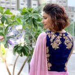 Prachi Deasi Instagram - Taffy pink chiffon saree with overlap ‘Jardin’ blouse 💕 created by @curiousbyjeenagupta @jeenagupta . Hair by the lovely @surwadereshma